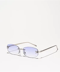 Blue Oval Wire Sunglasses