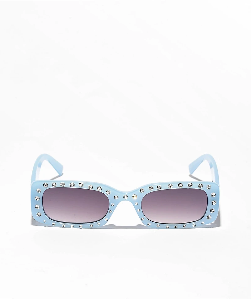 Blue Stud Rectangle Sunglasses
