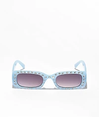 Blue Stud Rectangle Sunglasses