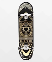 Blueprint Home Heart 8.12" Black & Gold Skateboard Complete