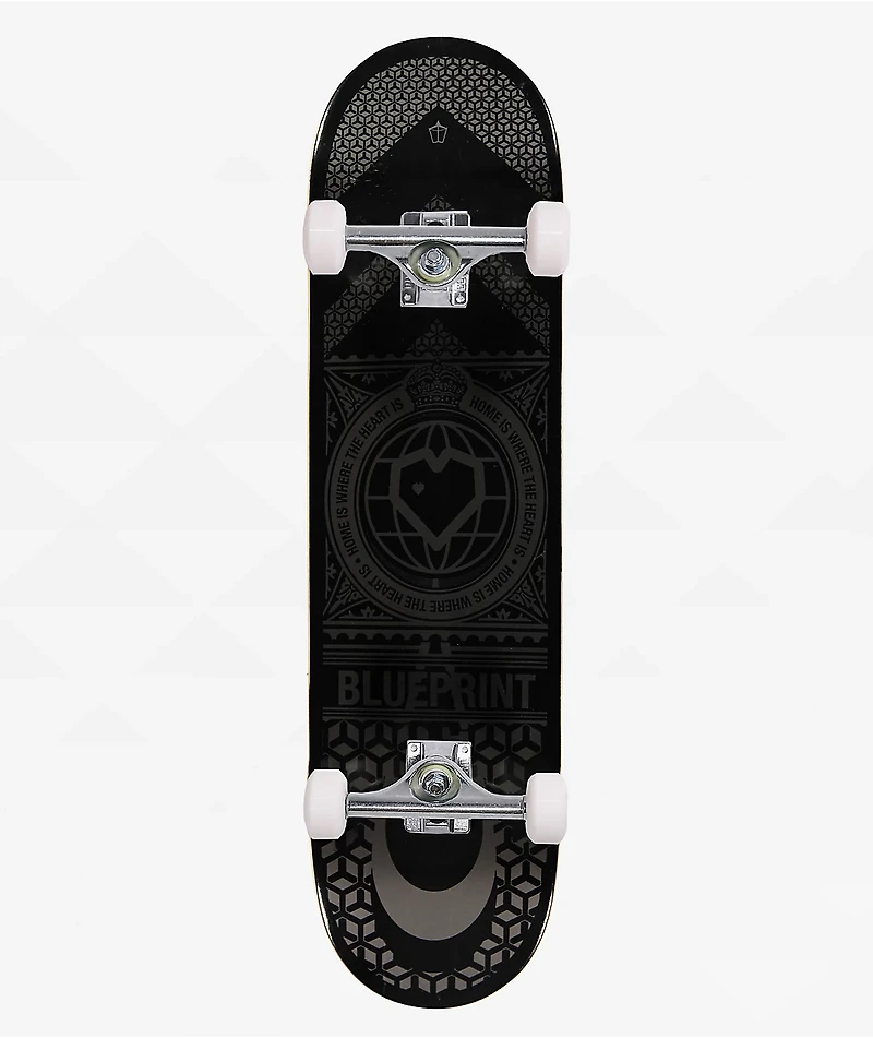 Blueprint Home Heart Black & Grey 8.25" Skateboard Complete