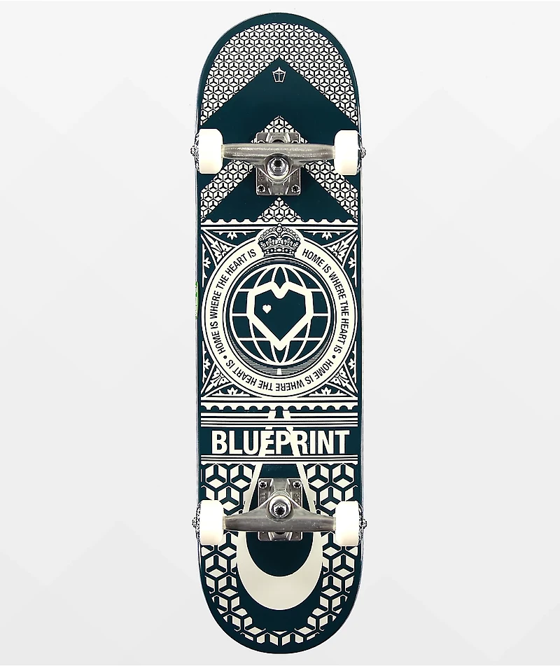 Blueprint Home Heart Navy & White 8.0" Skateboard Complete