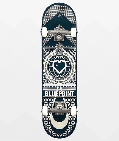 Blueprint Home Heart Navy & White 8.0" Skateboard Complete