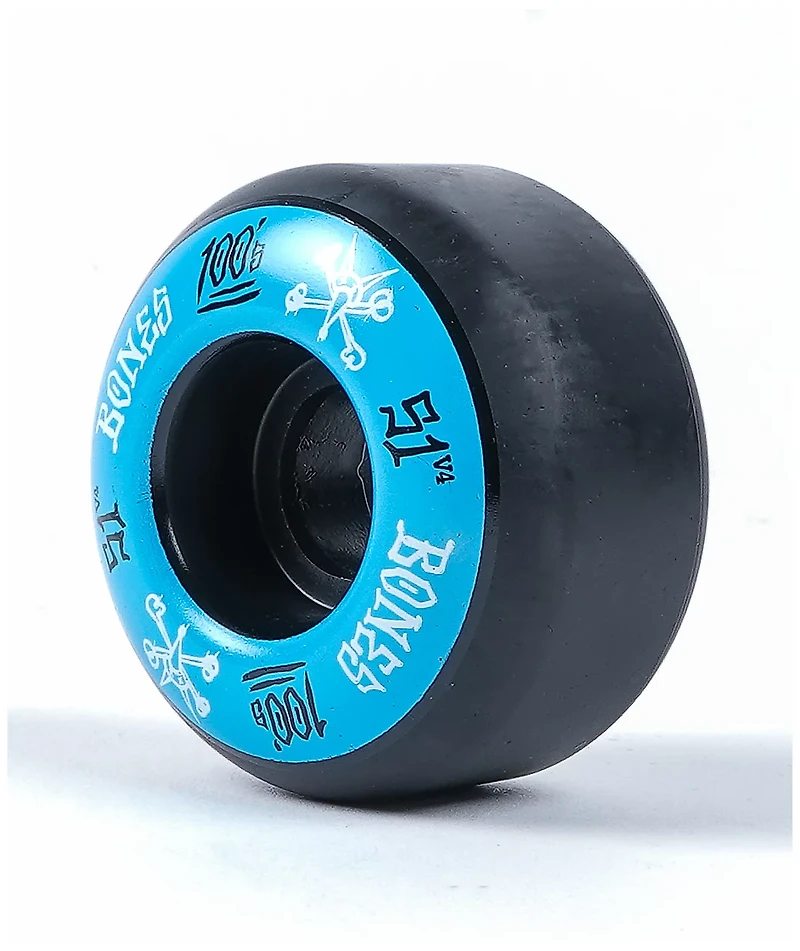 Bones 100 Ringers 51mm Blue & Black Skateboard Wheels