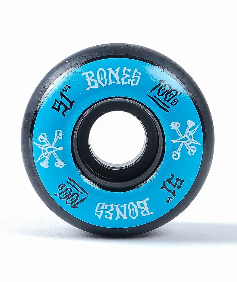 Bones 100 Ringers 51mm Blue & Black Skateboard Wheels