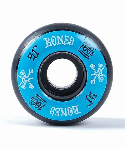 Bones 100 Ringers 51mm Blue & Black Skateboard Wheels
