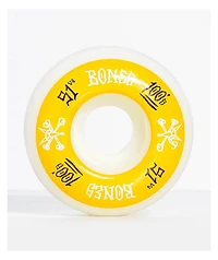 Bones 100 Ringers 51mm Yellow & White Skateboard Wheels