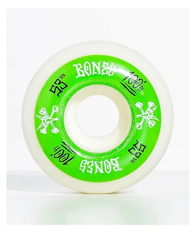 Bones 100 Ringers 53mm Green & White Skateboard Wheels