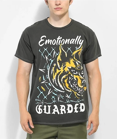 Boss Dog Emotionally Guarded Black Wash T-Shirt