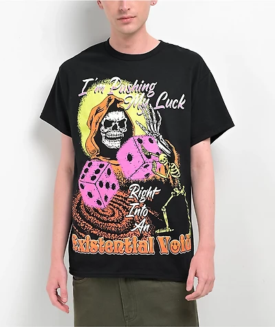 Boss Dog Pushing My Luck Black T-Shirt