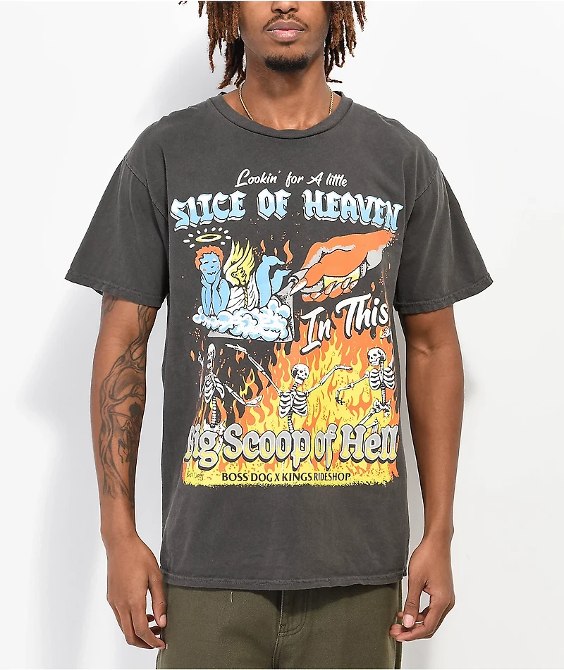 Boss Dog Slice Of Heaven Hell Black Wash T-Shirt