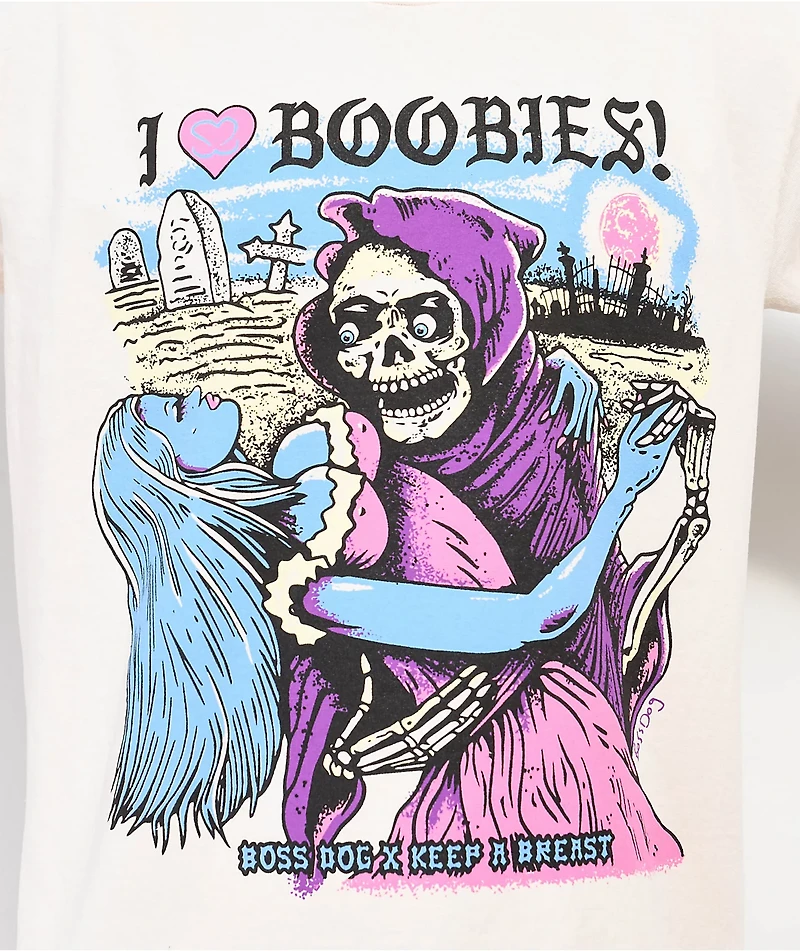 Boss Dog x Keep A Breast Foundation I Heart Boobies White T-Shirt