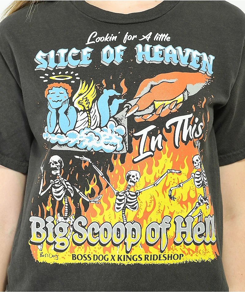 Boss Dog x Kings Rideshop Slice Of Heaven Black Wash Crop T-Shirt