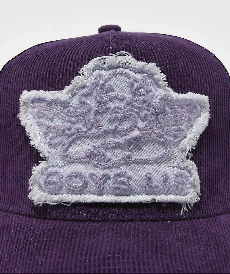 Boys Lie Aura Purple Corduroy Trucker Hat