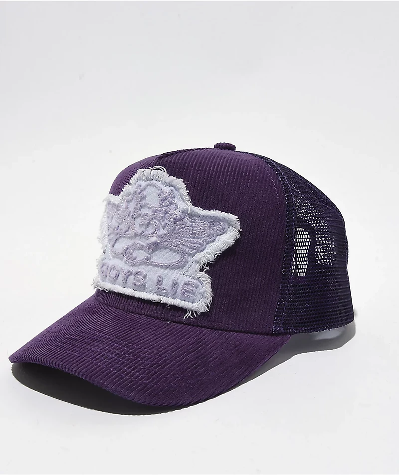 Boys Lie Aura Purple Corduroy Trucker Hat