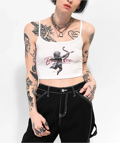 Boys Lie Metal White Crop Tank Top