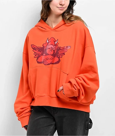 Boys Lie Red Flag Orange Crop Hoodie