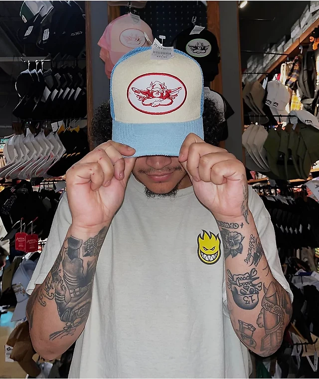 Boys Lie Runyon Red & Blue Terry Trucker Hat | MainPlace Mall display picture 1