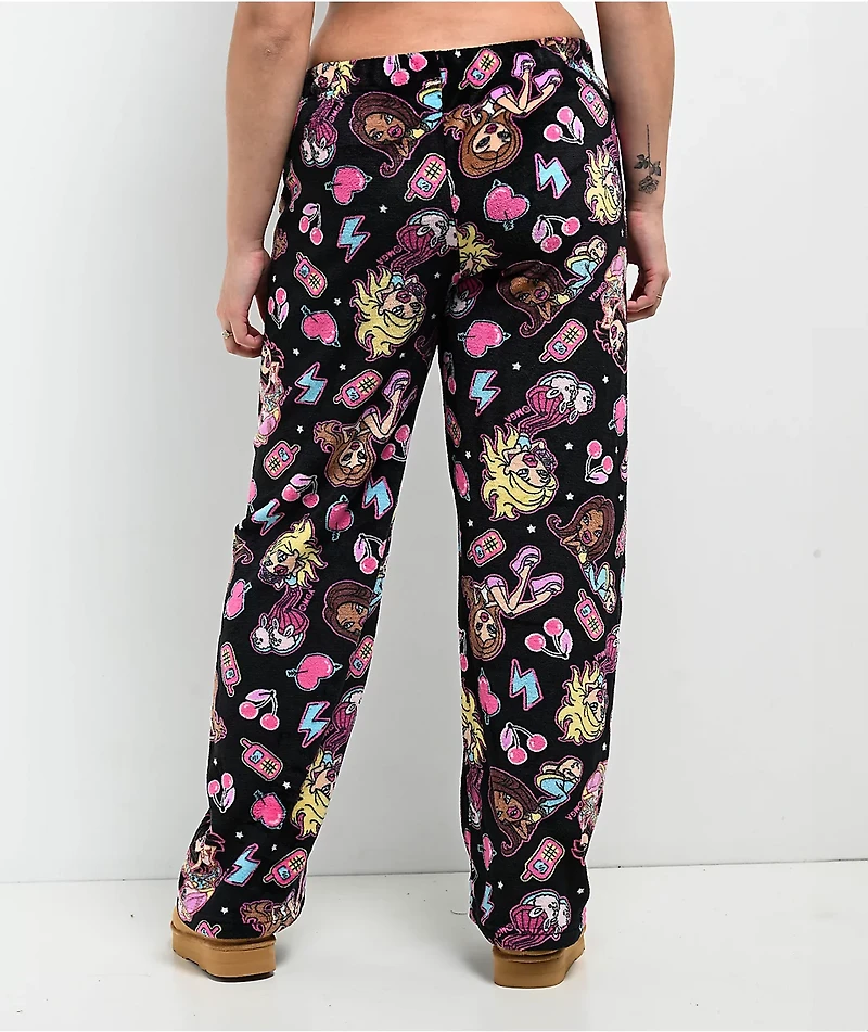 Bratz Hearts Black & Pink Plush Lounge Pants