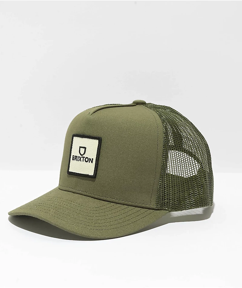 Brixton Alpha Block Surplus Olive Trucker Hat