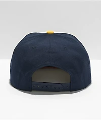 Brixton Alpha Square White, Navy & Yellow Snapback Hat