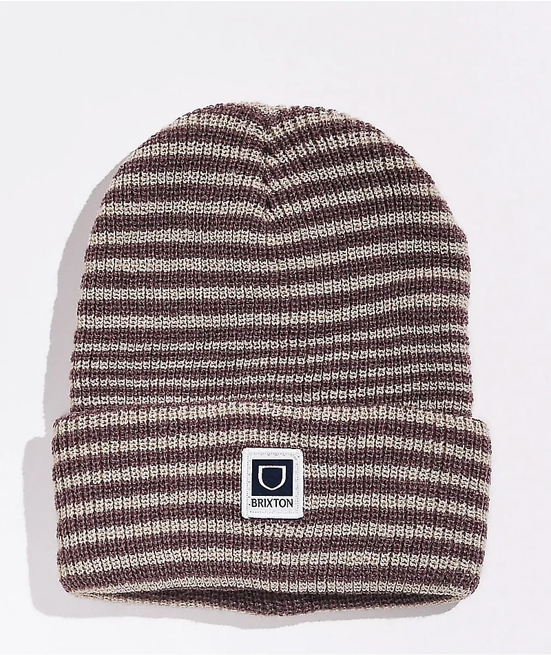 Brixton Beta Watch Beige & Mauve Stripe Beanie