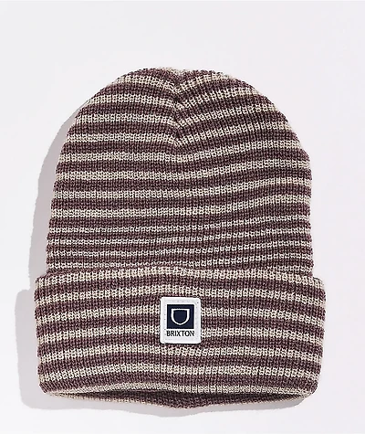 Brixton Beta Watch Beige & Mauve Stripe Beanie