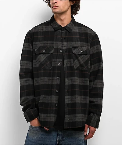 Brixton Bowery Black & Charcoal Flannel Shirt