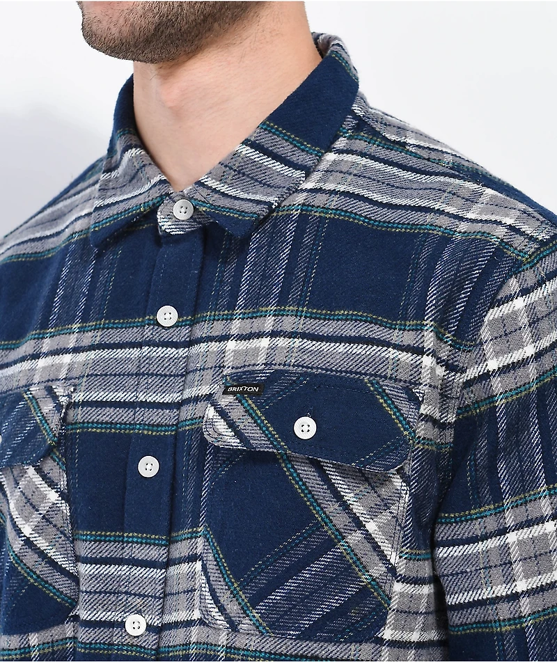 Brixton Bowery Blue & Grey Flannel Shirt
