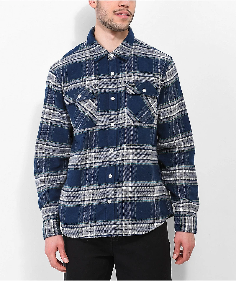 Brixton Bowery Blue & Grey Flannel Shirt