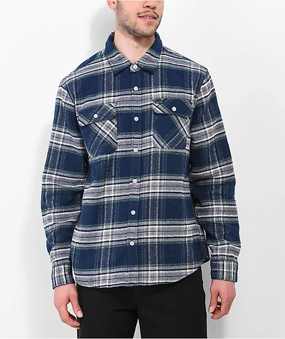 Brixton Bowery Blue & Grey Flannel Shirt