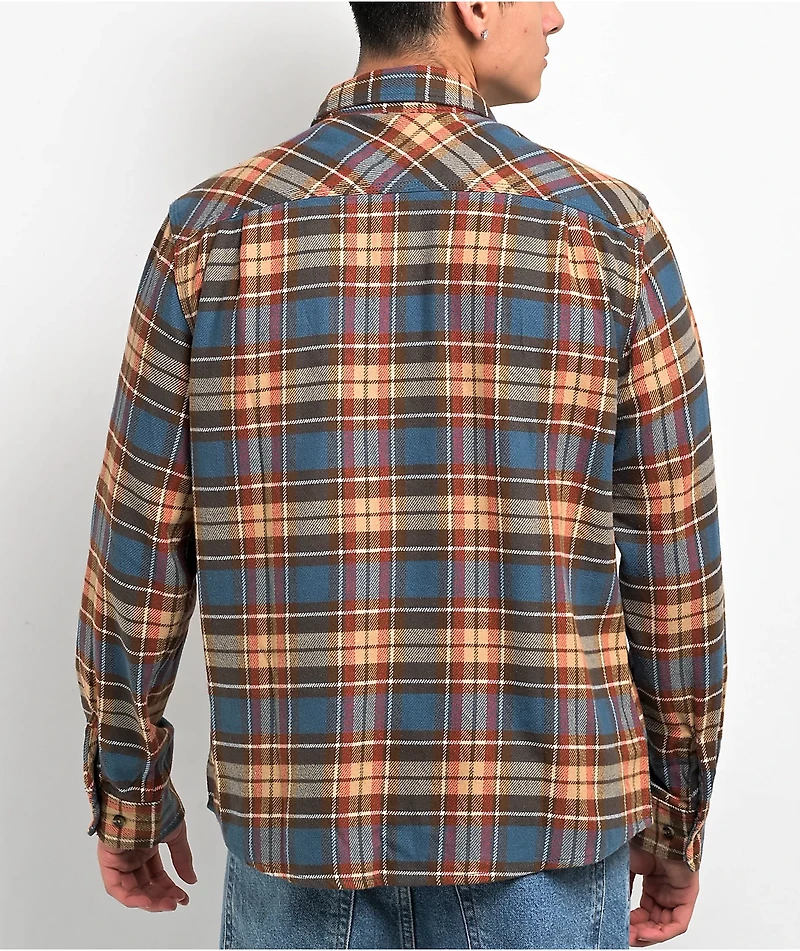 Brixton Bowery Blue & Sand Flannel Shirt