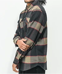 Brixton Bowery Brown, Grey, & Charcoal Plaid Flannel Shirt