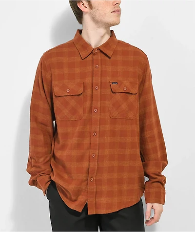 Brixton Bowery Flannel Rust & Copper Plaid Shirt
