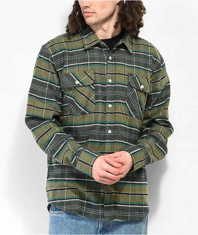 Brixton Bowery Green Flannel Shirt
