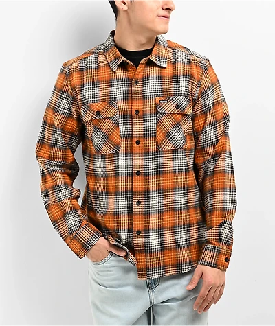 Brixton Bowery Orange Lightweight Flannel Shirt