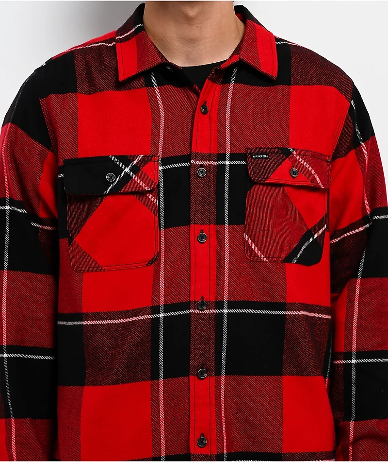 Brixton Bowery Red & Black Flannel Shirt