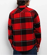 Brixton Bowery Red & Black Flannel Shirt