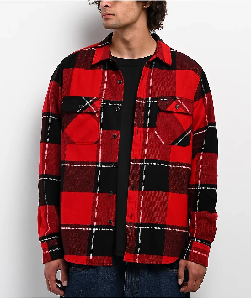 Brixton Bowery Red & Black Flannel Shirt
