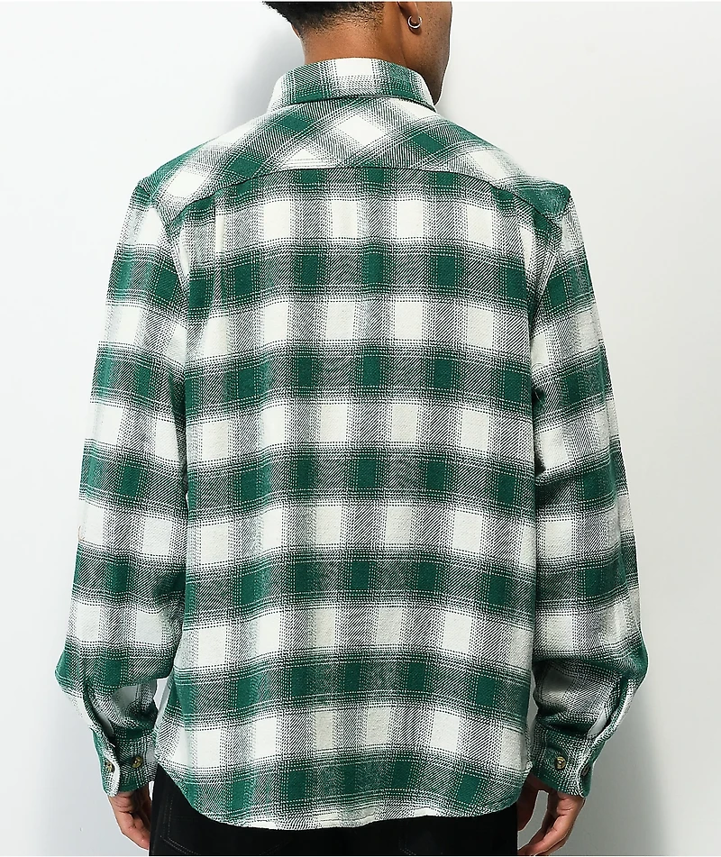 Brixton Bowery Teal & White Plaid Flannel Shirt