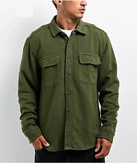 Brixton Bowery Textured Olive Surplus Long Sleeve Button Up Shirt