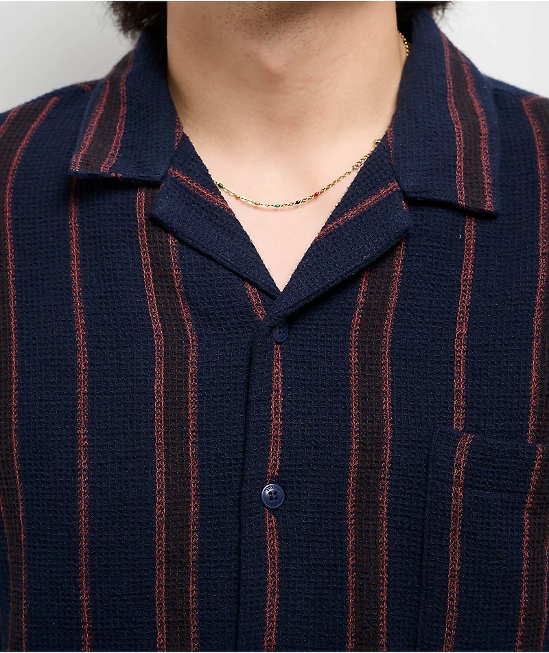 Brixton Bunker Navy Short Sleeve Button Up Shirt