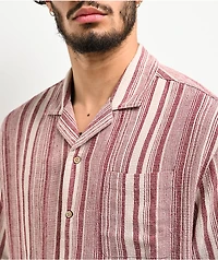 Brixton Bunker Striped Woven Red Short Sleeve Button Up Shirt