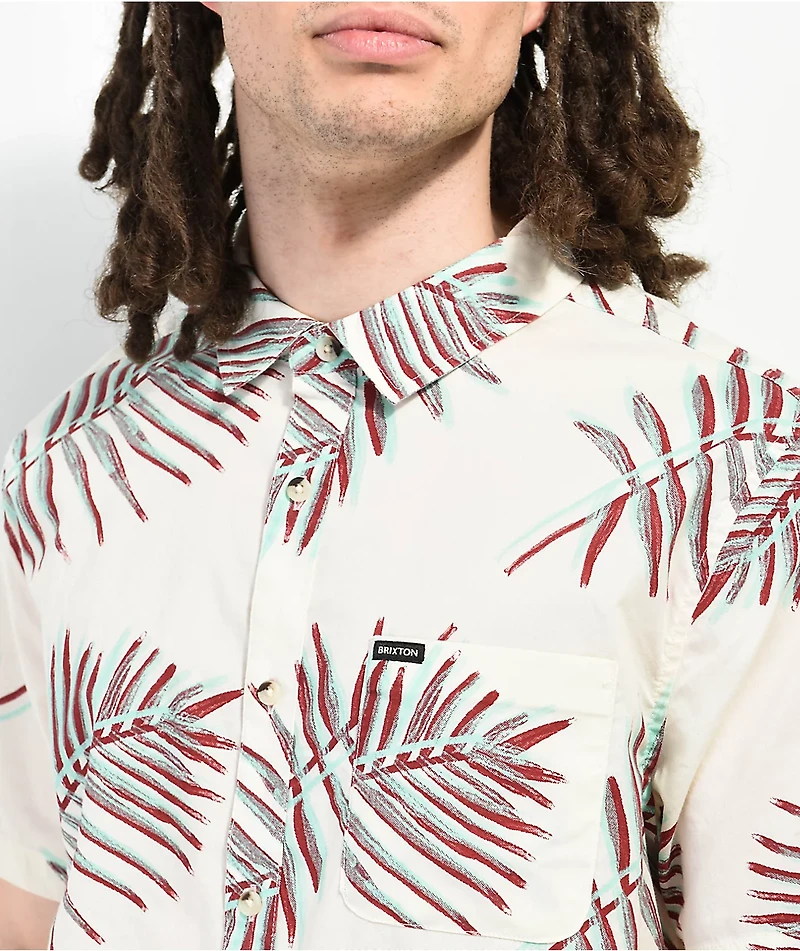Brixton Charter Print Natural Short Sleeve Button Up Shirt