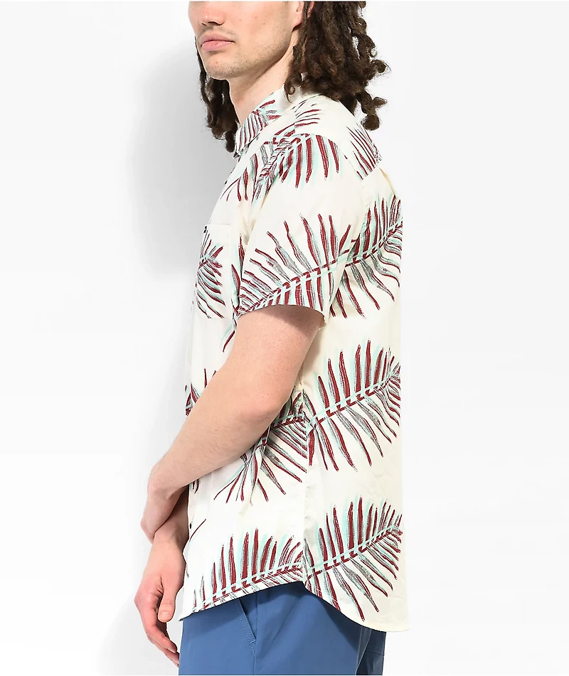 Brixton Charter Print Natural Short Sleeve Button Up Shirt