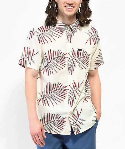 Brixton Charter Print Natural Short Sleeve Button Up Shirt