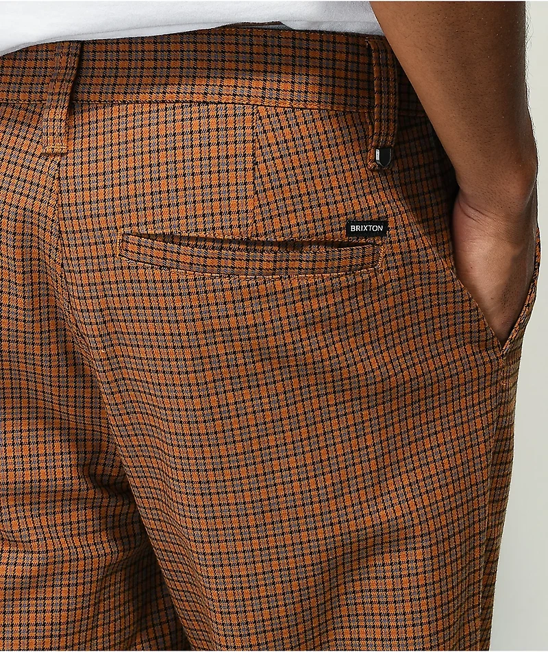 Brixton Choice Orange & Black Plaid Chino Pants
