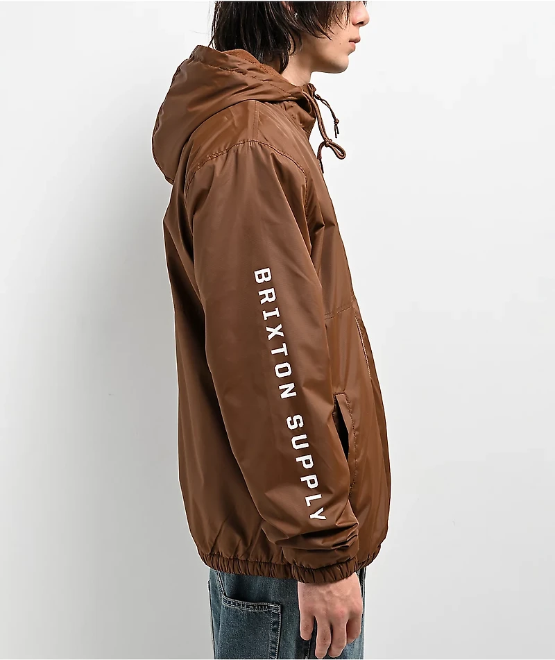 Brixton Claxton Crest Brown Windbreaker Jacket