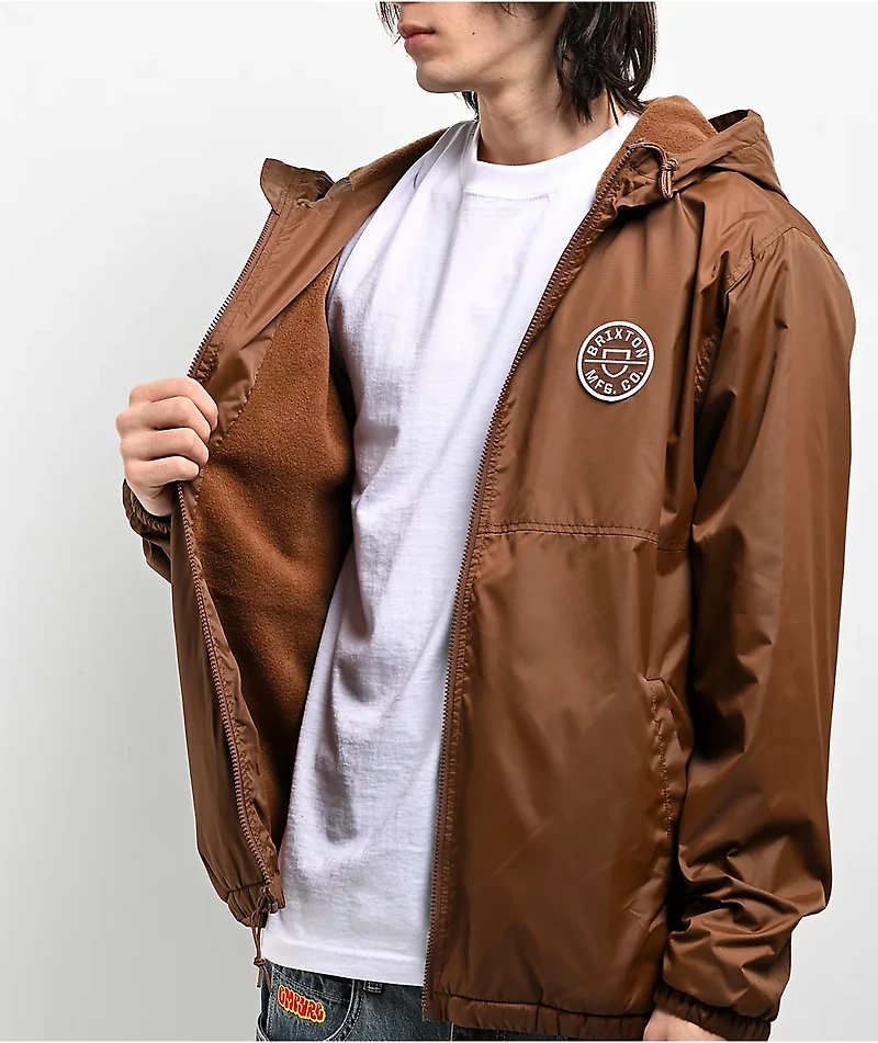 Brixton Claxton Crest Brown Windbreaker Jacket