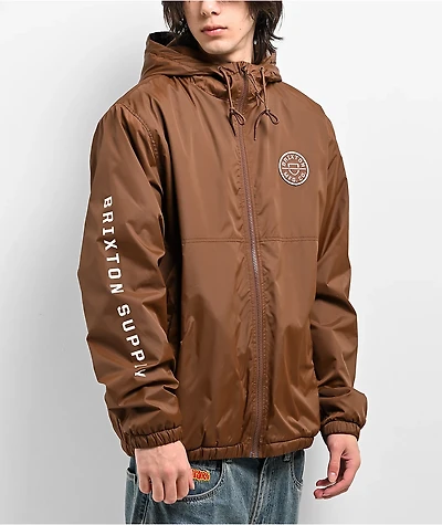 Brixton Claxton Crest Brown Windbreaker Jacket
